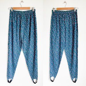 80's Vintage Floral Stirrup Leggings Pants